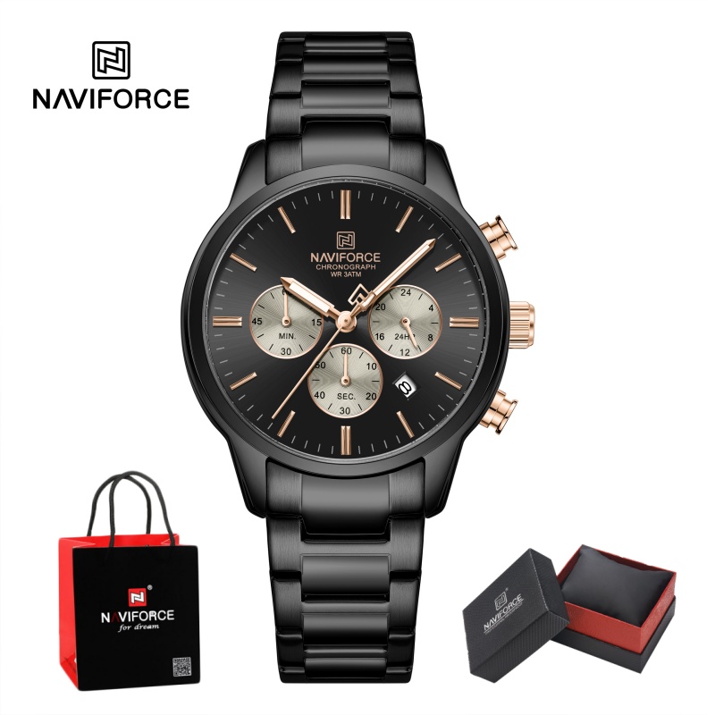 Luxury Watch Box - NAVIFORCE Erkek Kuvars Kronograf Saat Su