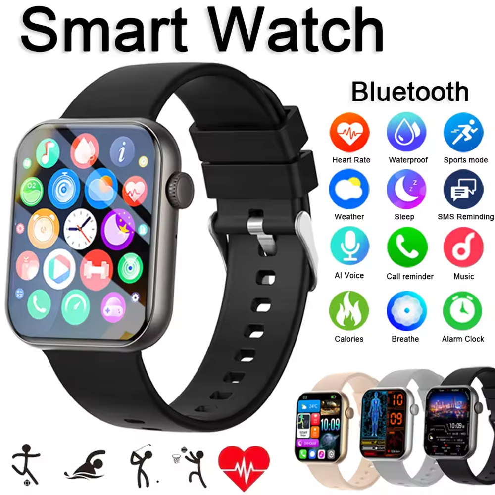 Luxury Watch On Rubber Strap - Lüks Akıllı Saat Sağlık Monitörü Yapay